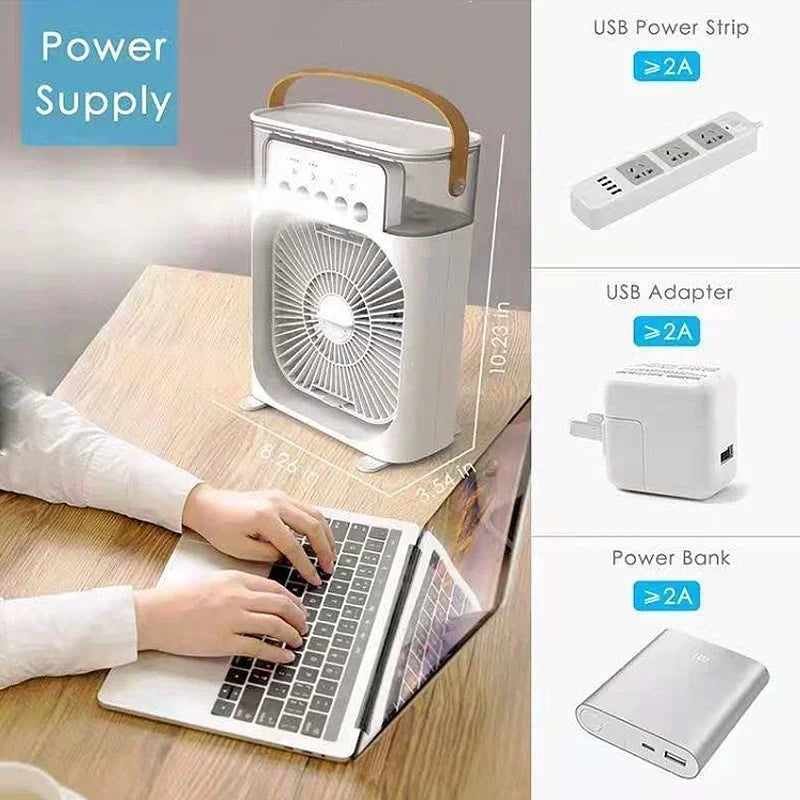 Mini Portable Fan Air Conditioners USB Electric 3 In 1 Air Humidifier