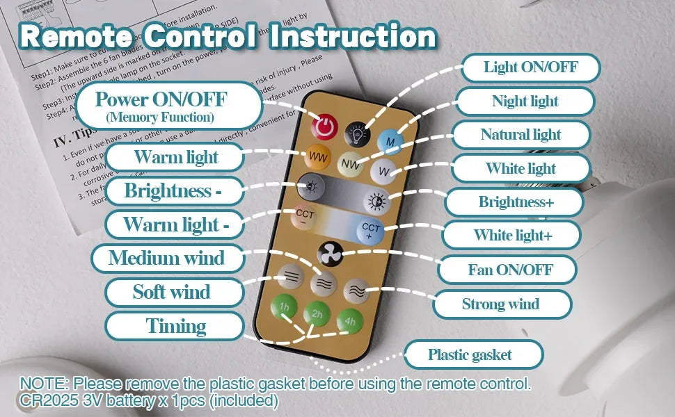 Ceiling Fan Light Dimming Function with Remote LED 30W