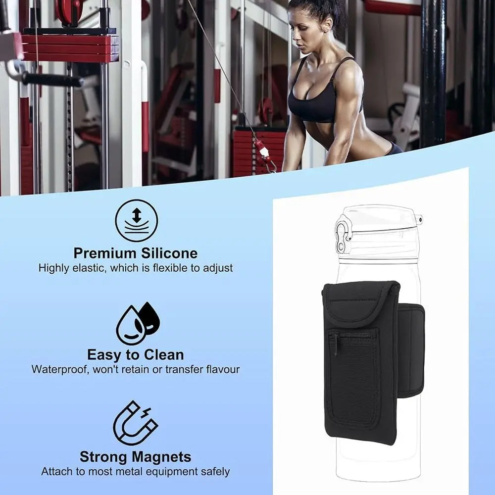 Magnetic Gym sport Water Bottle Bag Holder for travel, work and sport
