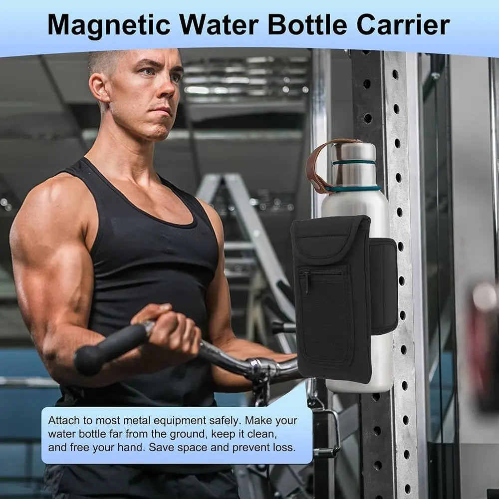 Magnetic Gym sport Water Bottle Bag Holder for travel, work and sport