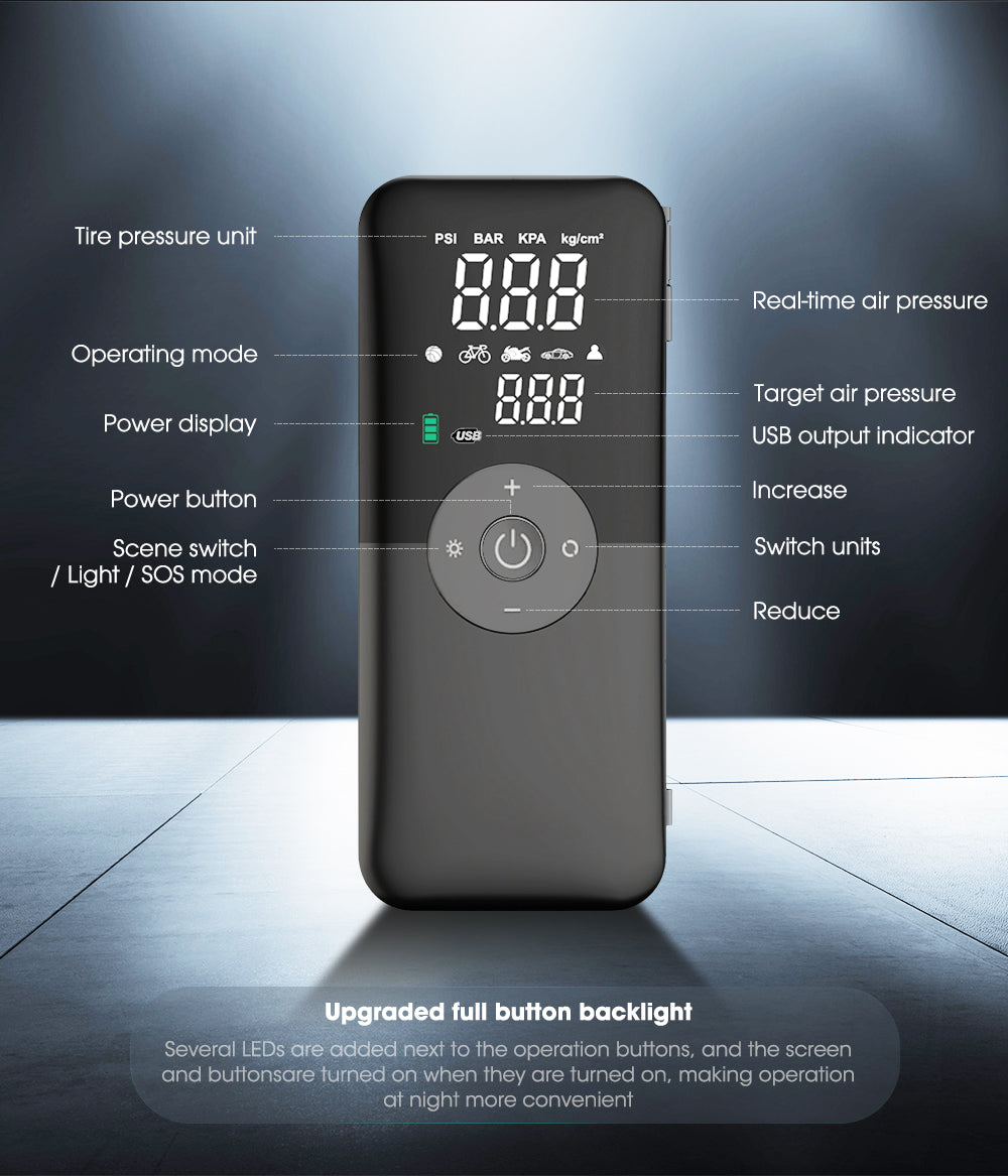 Rechargeable Air Pump Portable Compressor Digital